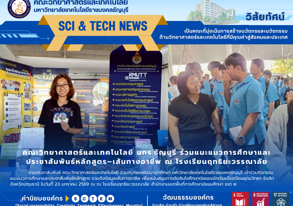 คณะวิทยาศาสตร์และเทคโนโลยี มทร.ธัญบุรี 🔬🎉 ร่วมกิจกรรมแนะแนวการศึกษาและประชาสัมพันธ์หลักสูตรและอาชีพ