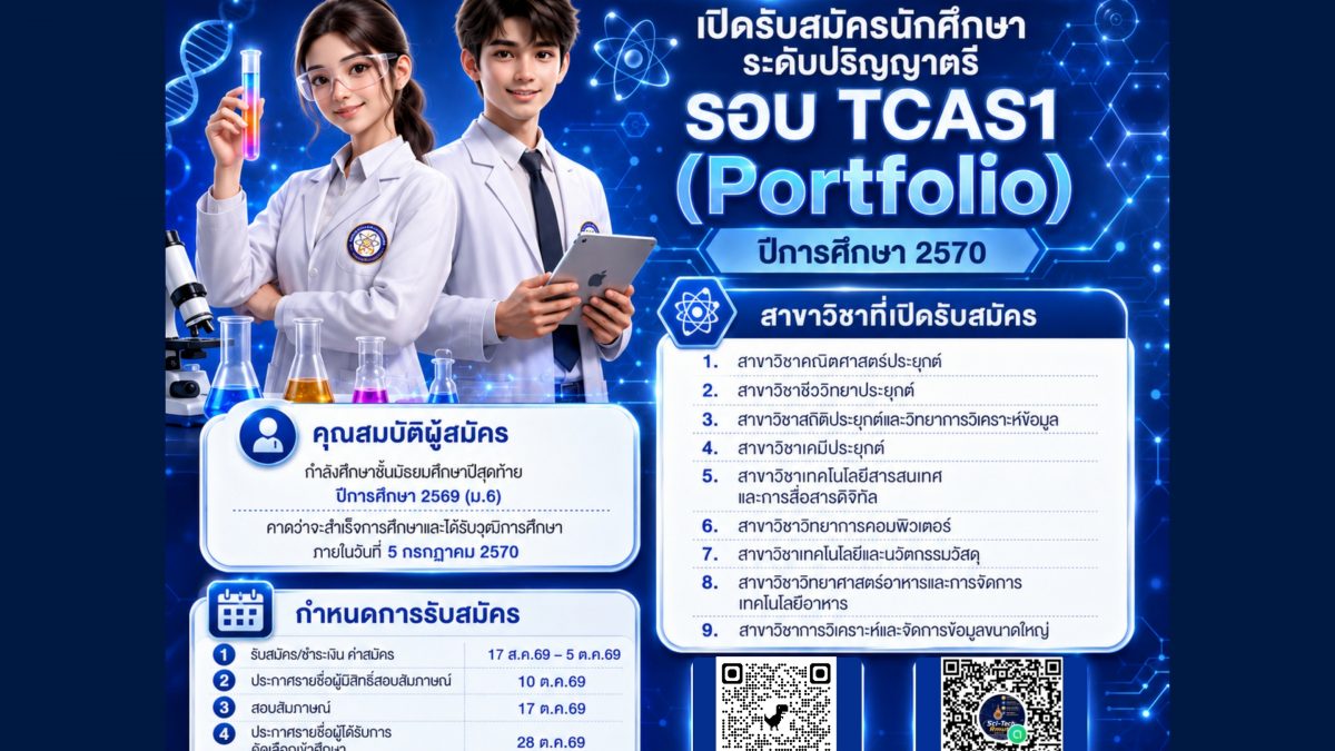 รับสมัครนักศึกษา ระดับปริญญาตรี รอบ TCAS1